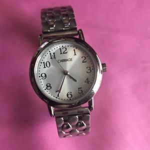 Vintage Carriage By Timex Silver Stainless Steel base back and band ladies watch